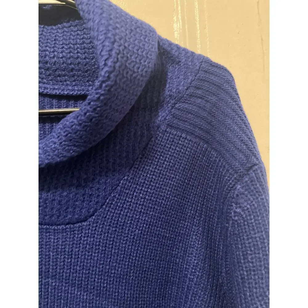 Men's Shawl Collar Knit Ribbed Pullover Sweater Navy NWOT Size L